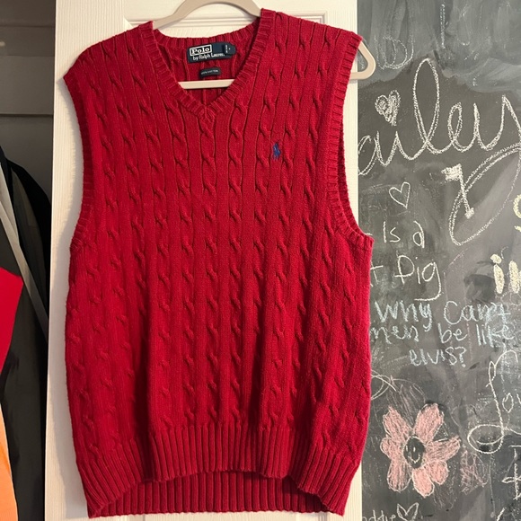 ralph lauren s-m red sweater vest! - Picture 3 of 7